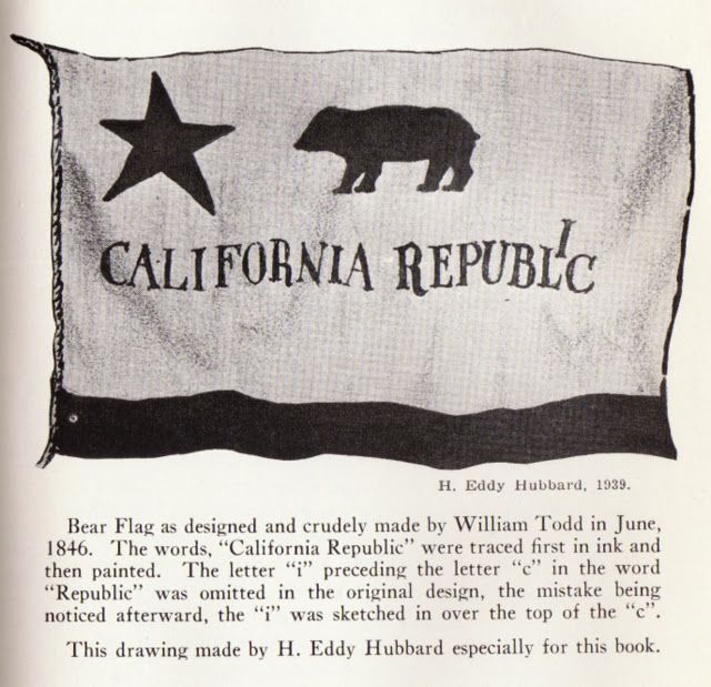 640x619 H. Eddy Hubbard 1939 Black Amp White, California Bear Flag Drawing