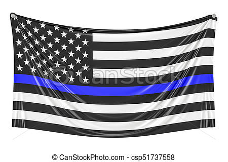 450x320 Thin Blue Line. Black Flag Of Usa With Police Blue Line Stock