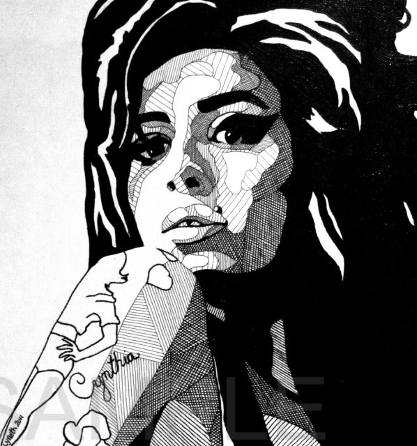 598x640 Amy Winehouse Sketch Art Poster Print Ebay Lady