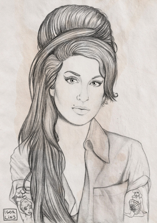 500x709 Collection Of Amy Winehouse Drawing Easy High Quality, Free