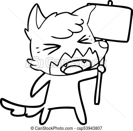 450x443 Angry Cartoon Fox With Sign