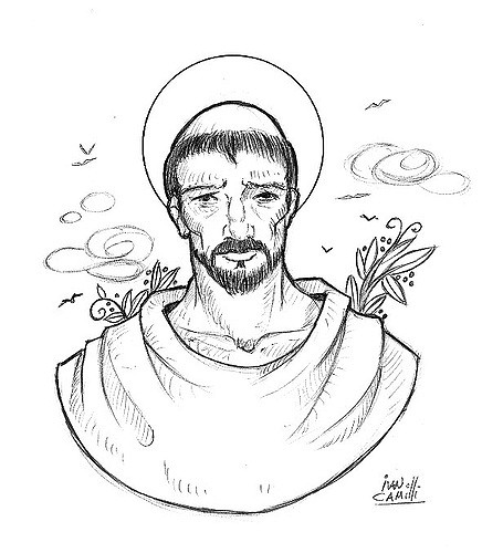 455x500 St. Anthony Of Padua Pen On White Paper Ivan Camilli