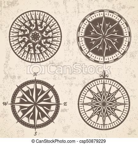 450x470 Set Of Vintage Antique Wind Rose Nautical Compass Signs Vector