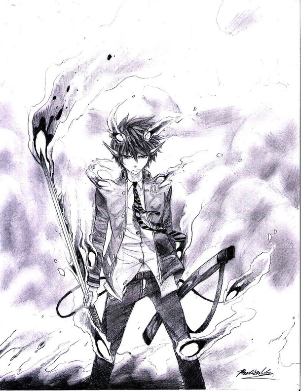 610x792 Anime, Ao No Exorcist, Blue Flames, Cool, Drawing