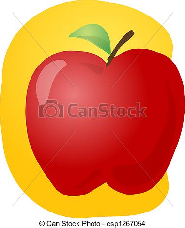 382x470 Red Apple Illustration. Sketch Of Whole Red Apple, Fruit