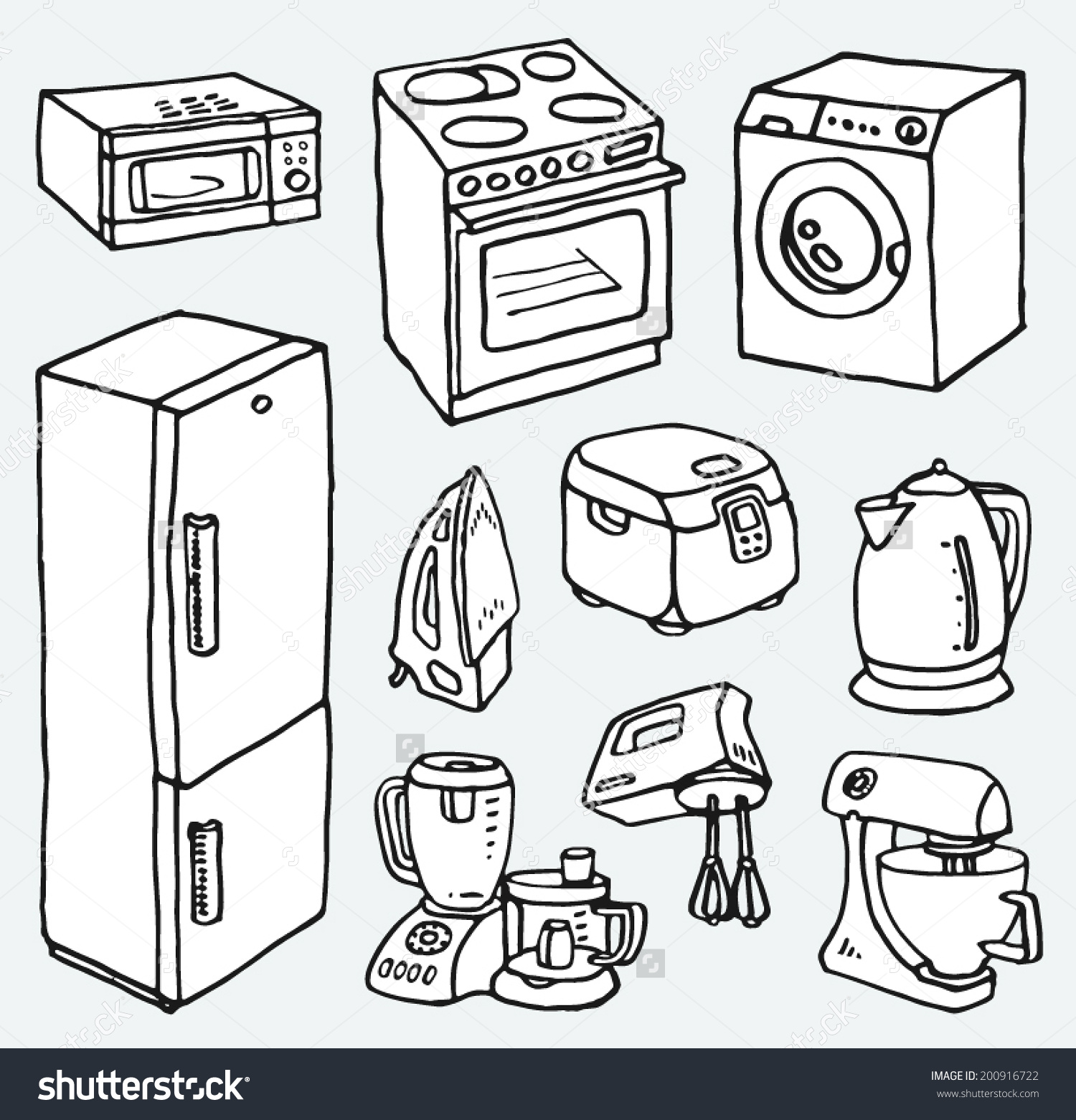 1500x1562 Collection Of Kitchen Appliances Drawing High Quality, Free
