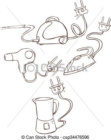 373x470 Vector Illustration Of A Household Appliances (Black And Eps