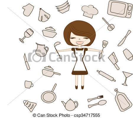 450x400 Set Kitchen Utensils Silhouette Tools, Appliances, Woman