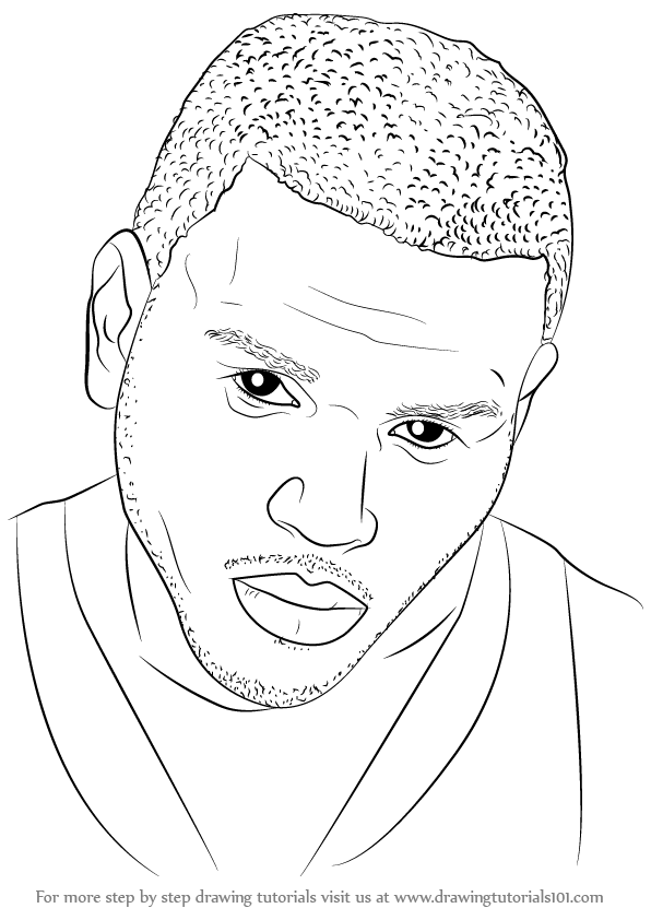 596x842 Learn How To Draw Chris Brown (Singers) Step By Step Drawing