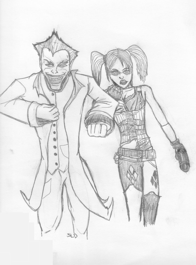 769x1040 Batman Joker And Harley Quinn L00ne Drawing By S00perl00nedood