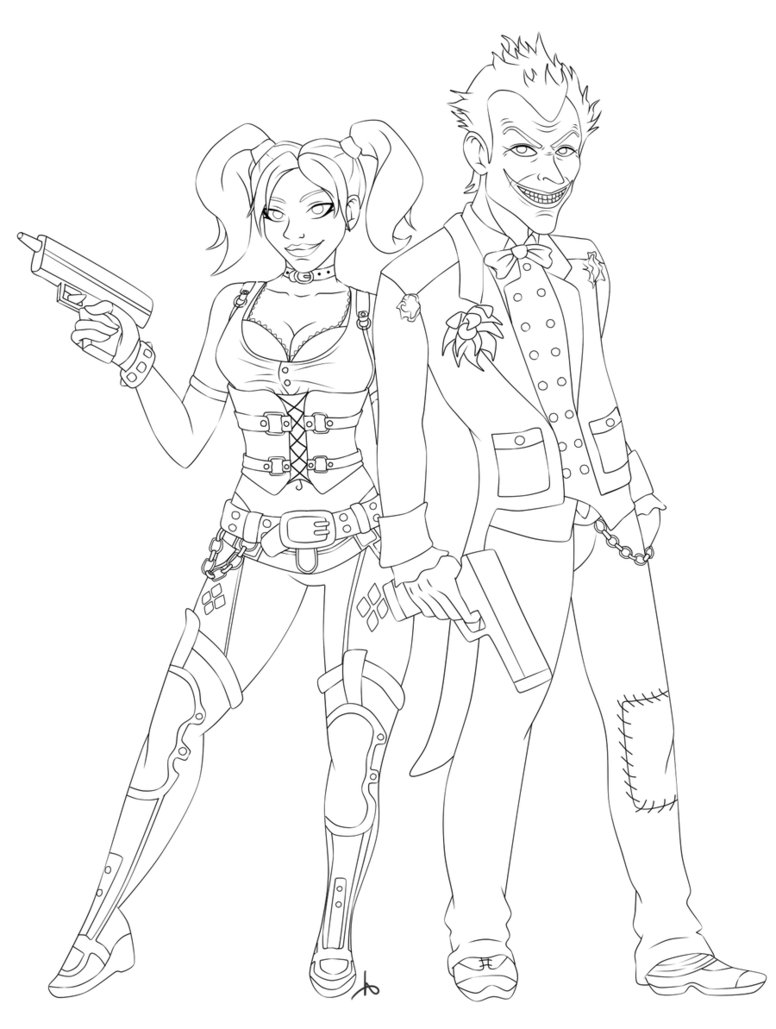 776x1029 The Joker And Harley Quinn Lineart By Missminority
