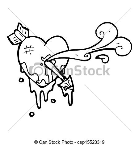 450x470 Cartoon Heart Shot With Arrow Clipart