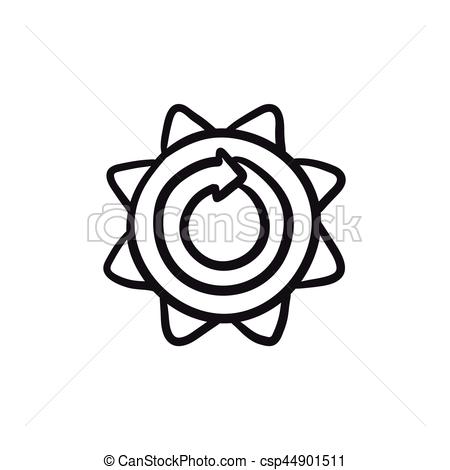 450x470 Sun With Round Arrow Sketch Icon. Sun With Round Arrow Vector