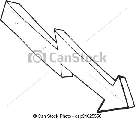 450x396 Black And White Cartoon Arrow Down Trend. Freehand Drawn