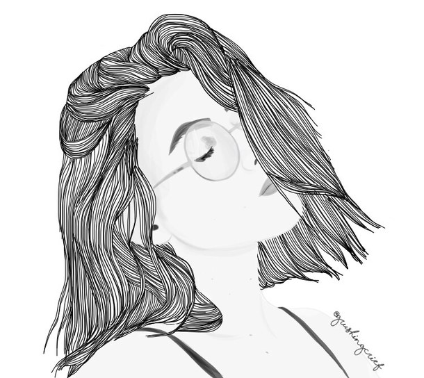 610x544 Art, Drawing, Girl, Glasses, Grunge