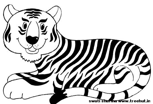 535x365 Free Printable Tiger Coloring Page
