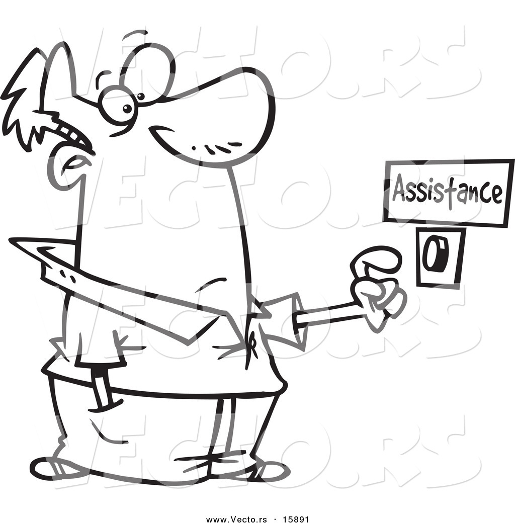 1024x1044 Vector Of A Cartoon Man Pushing An Assistance Button