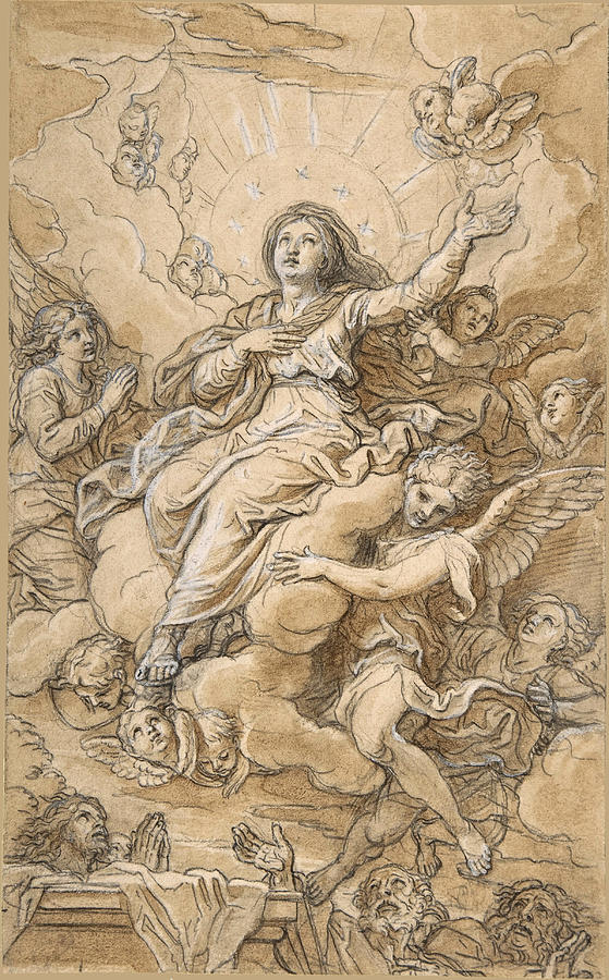 559x900 The Assumption Of The Virgin Drawing By Michel Corneille The Younger