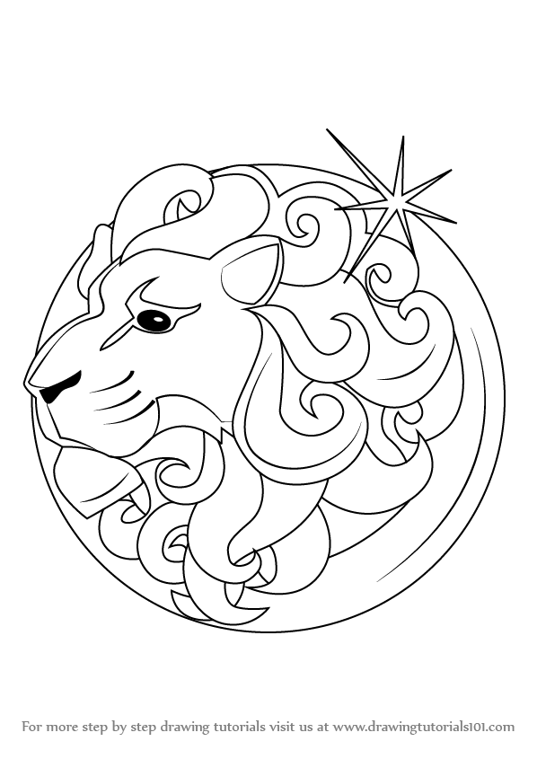598x845 Learn How To Draw Leo Zodiac Sign (Zodiac Signs) Step By Step