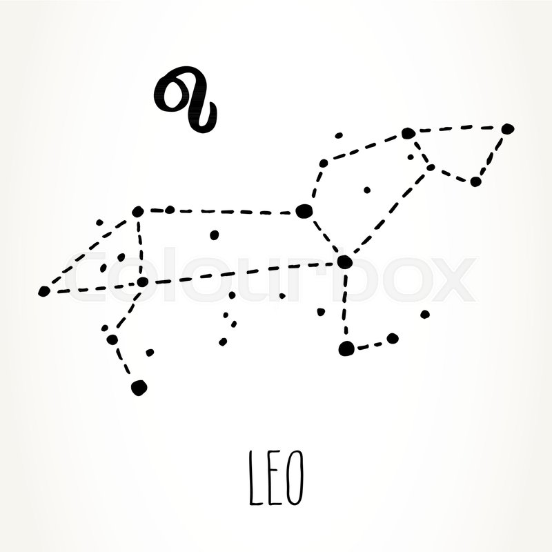 800x800 Leo Hand Drawn Zodiac Sign Constellation In Black Isolated Over