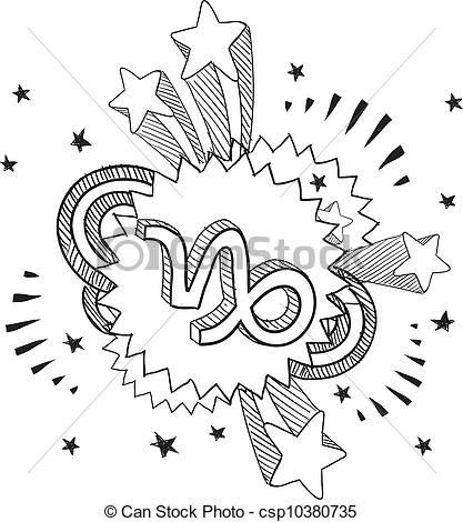 417x470 Pop Capricorn Astrology Symbol. Doodle Style Zodiac Vectors