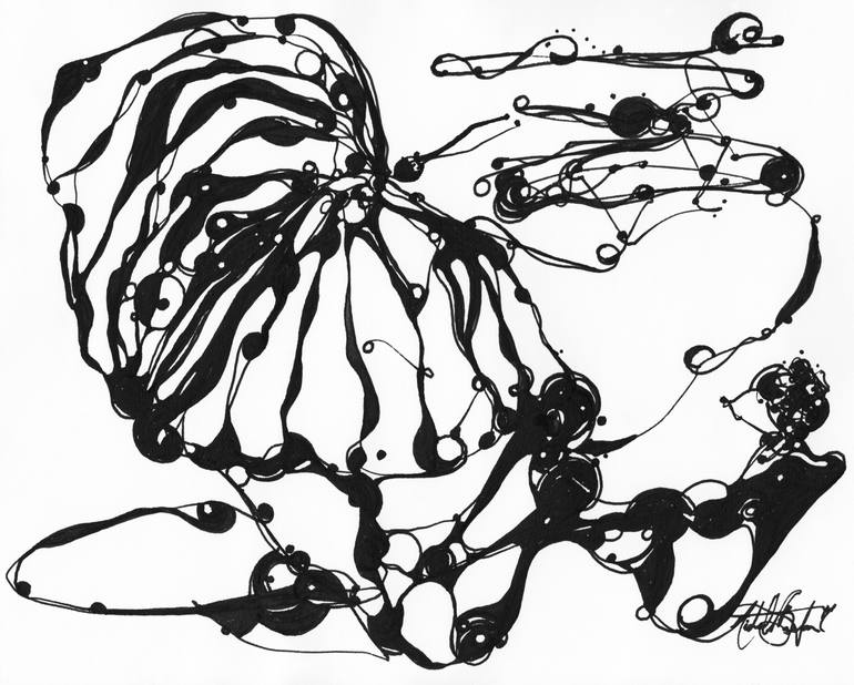 770x618 Saatchi Art Butterfly And Atmosphere Drawing By Michael William