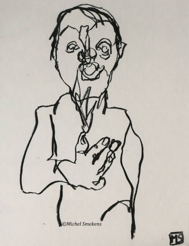 770x1000 Saatchi Art Attitude Vi La Main Sur Le Coeur Drawing By Michel