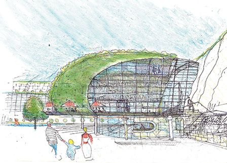 448x322 Early Concept Sketch For A 500 Seater Auditorium. Drawing By