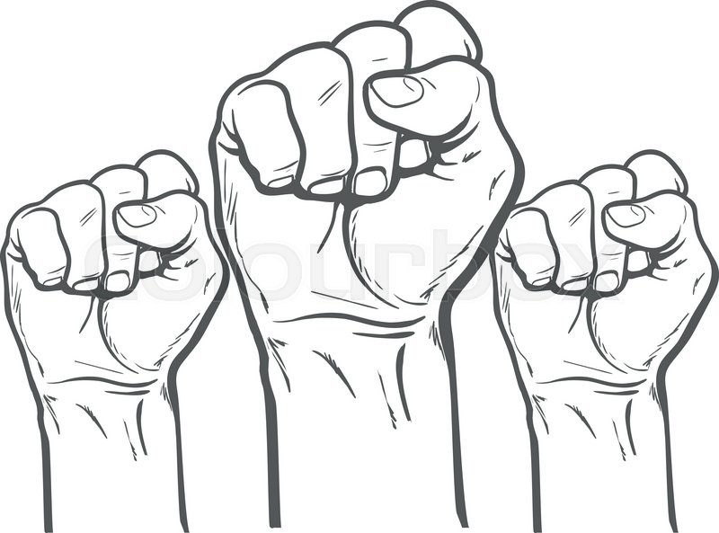 800x593 Raised Fist. Strong Fist On A White Background. Mans Hand. Male