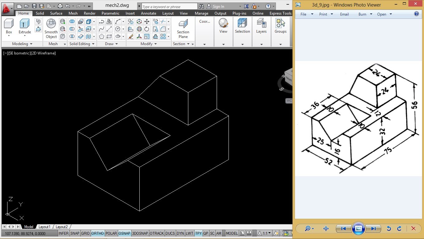 1360x768 Mechanical Modeling Using Coordinate Method Autocad Mechanical