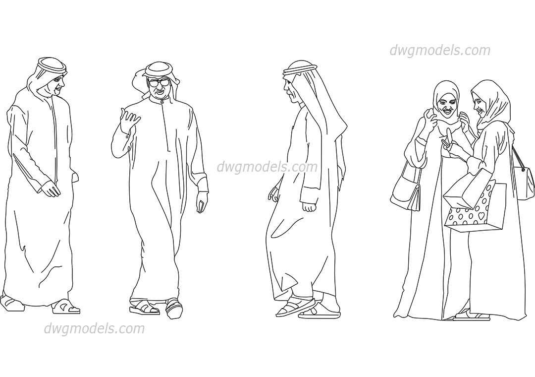 1080x760 Arab People Dwg, Free Cad Blocks Download