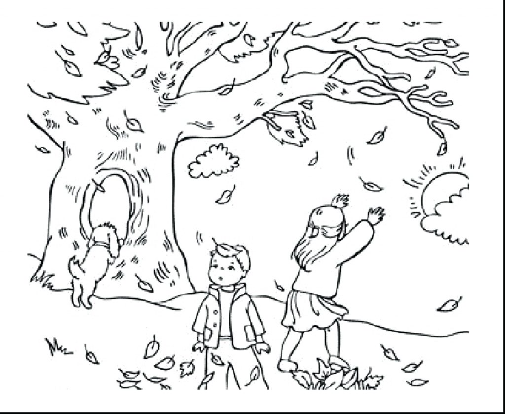 1024x841 Coloring Pages ~ Free Fall Coloring Pages Kicking Autumn Leaves