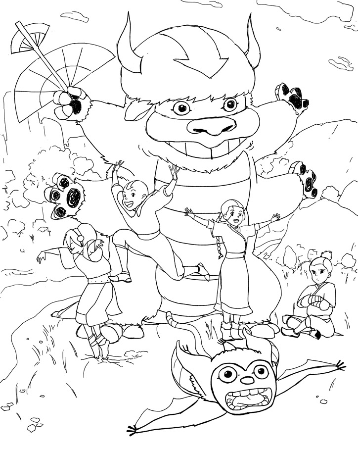 724x907 Avatar The Last Air Bender In Studio Ghibli Style Coloring Page