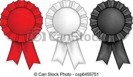 450x263 Three Award Ribbons White, Black And Red, Vector Vector Clip