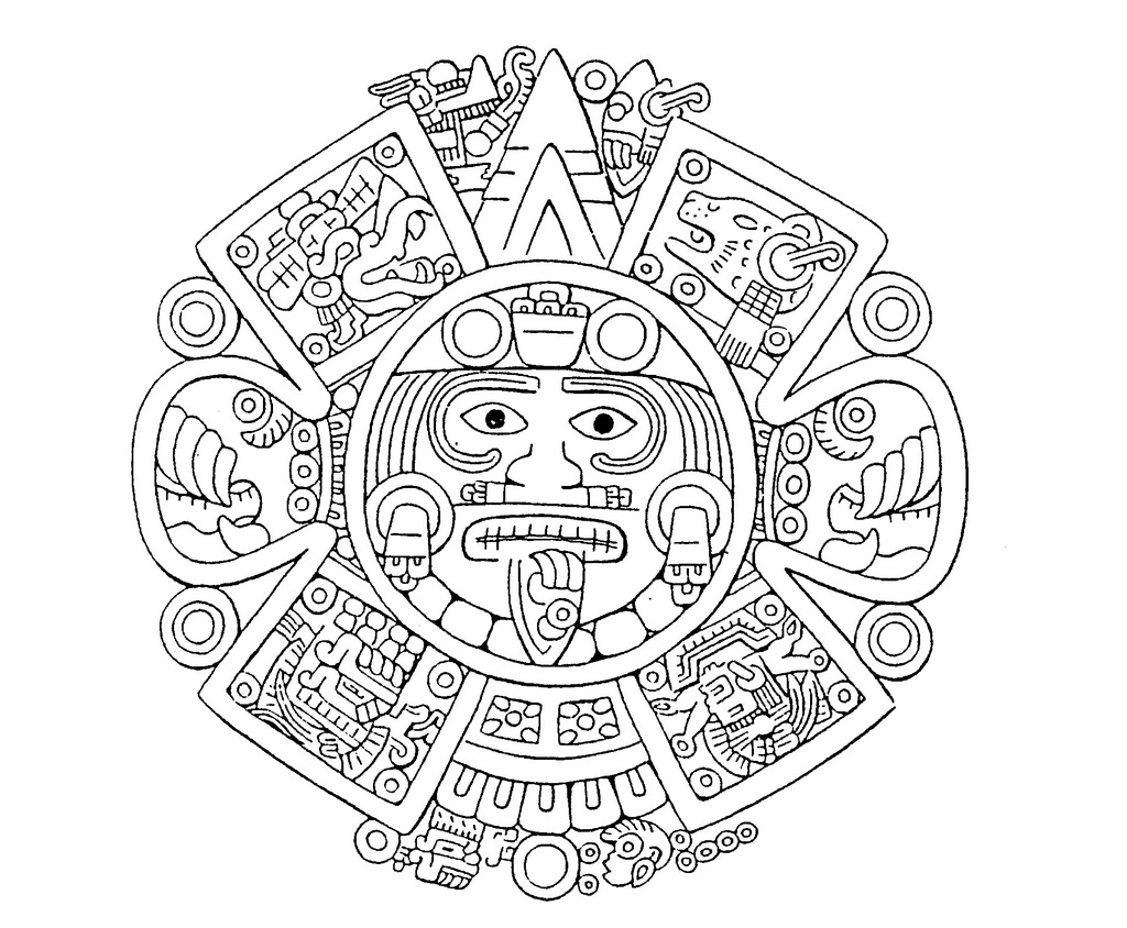 1024x844 Collection Of Aztec Calendar Easy Drawing High Quality, Free