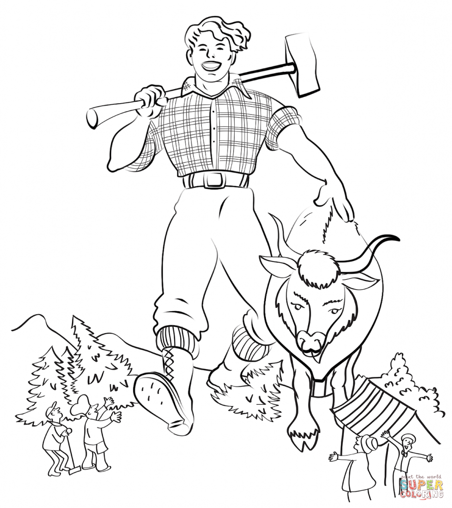 911x1024 Paul Bunyan And Babe Coloring Page