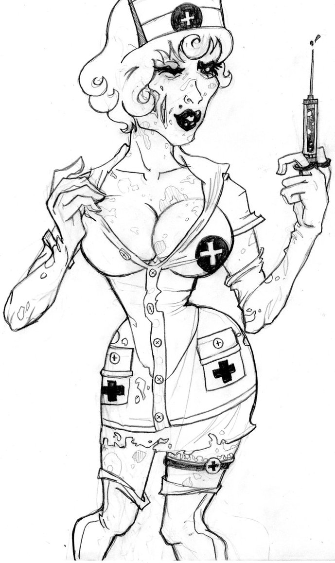 689x1158 Zombie Babe Sketch By N3rdlie