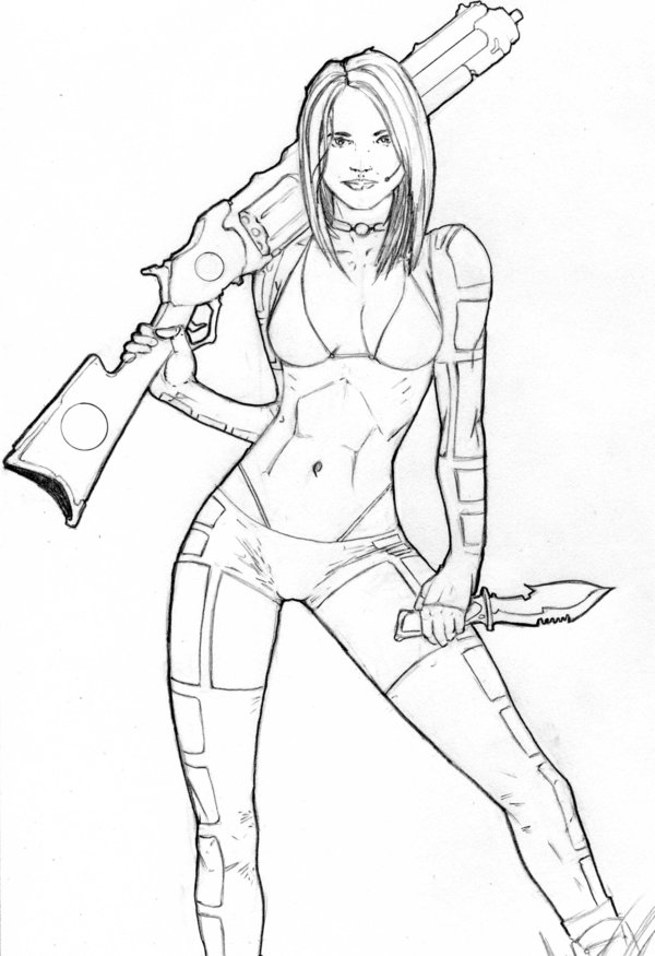 600x875 Heavy Gunner Babe By Baileybot