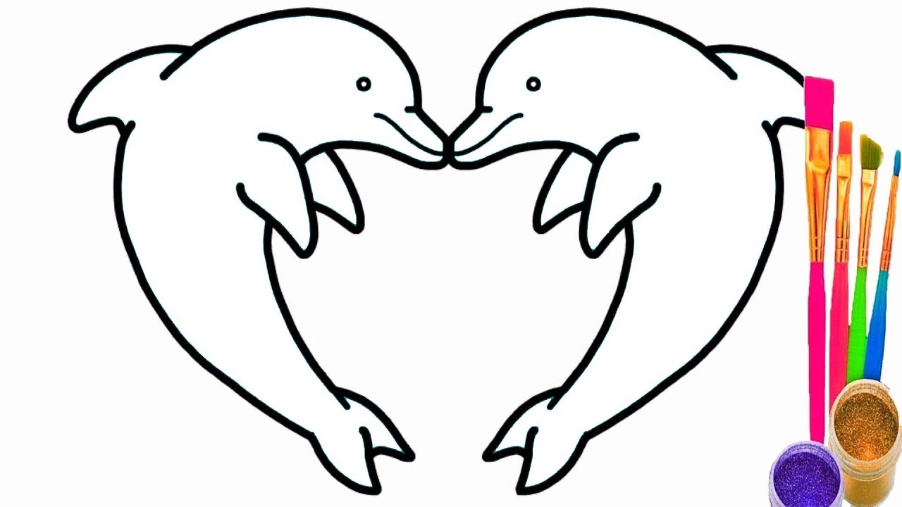 1280x720 Dolphin Heart Coloring Pages How To Draw Dolphin Heart