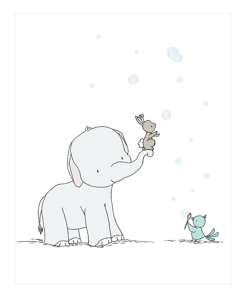 1000x1201 Elephant Catching Bubbles 8'' X 10'' Print