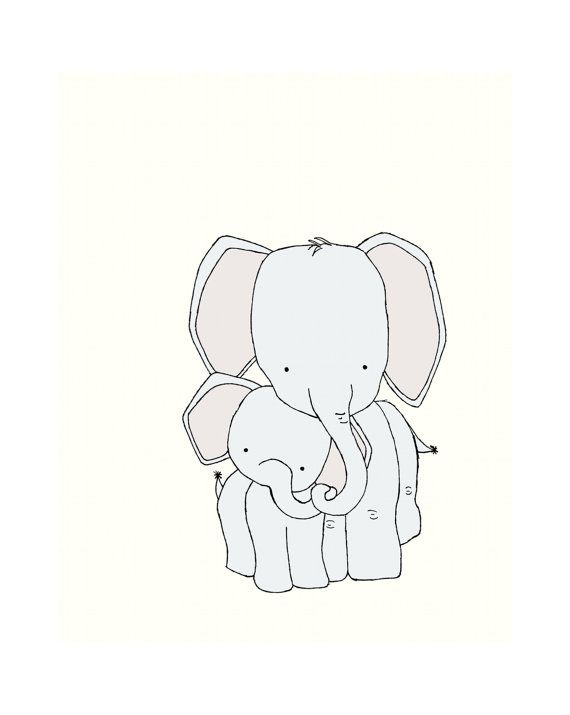 570x715 Elephant Nursery Art Print, Neutral Nursery Decor, 8x10 Elephant