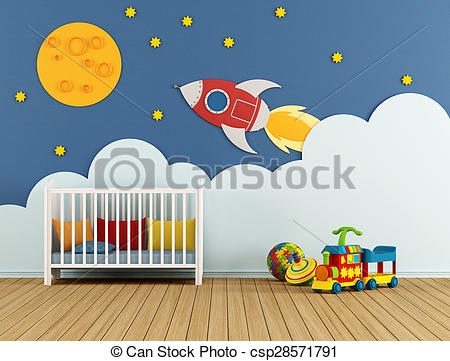 450x361 Baby Room With Cradle And Decoration On Wall