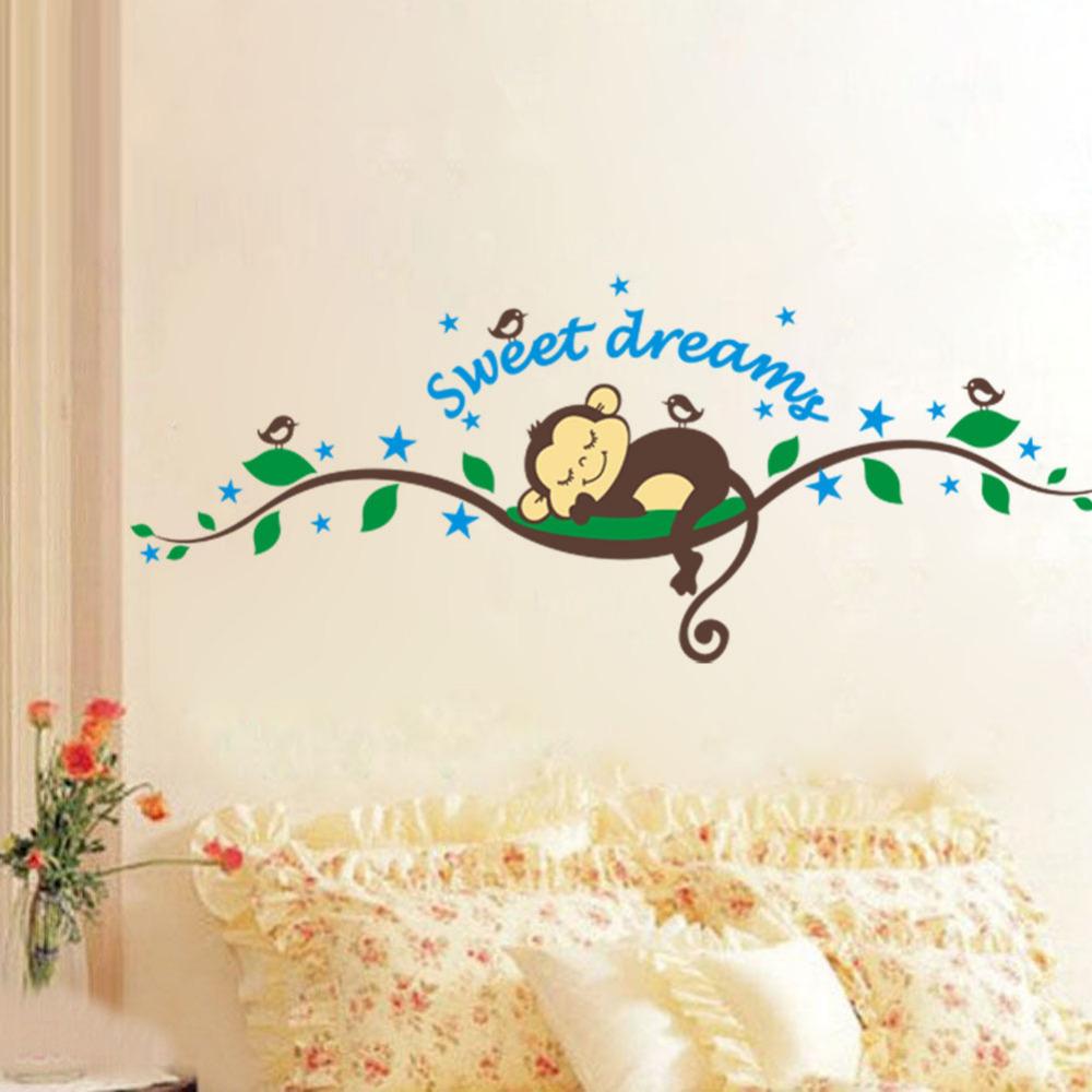 1000x1000 Sweet Dream Monkey Vine Wall Stickers Decals For Living Room