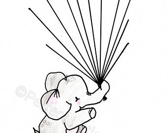 340x270 Baby Shower Guest Book Keepsake Art Elephant Holding