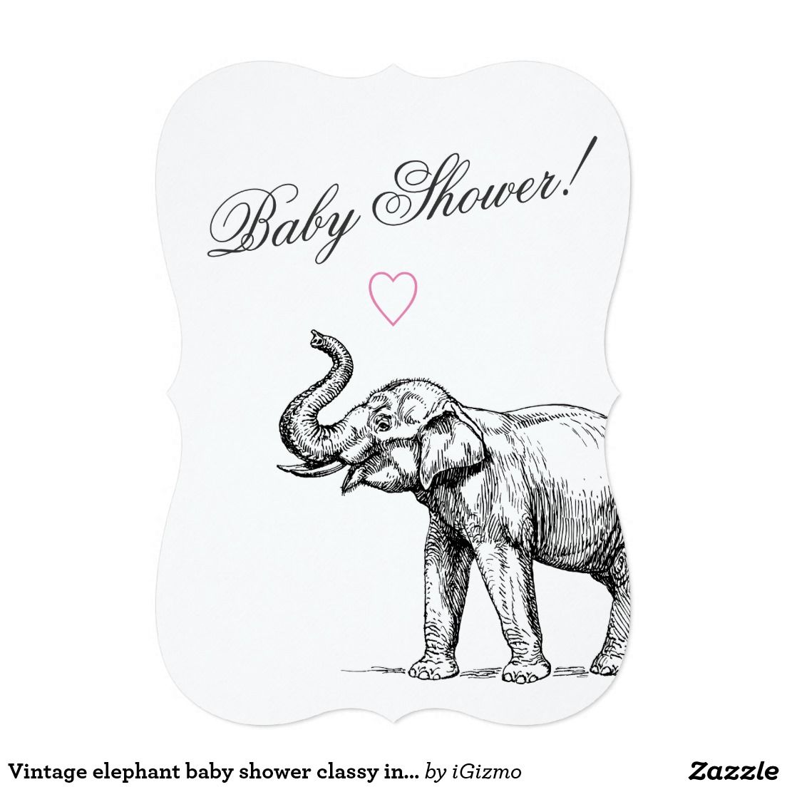 1104x1104 Vintage Elephant Baby Shower Classy Invitations Vintage Elephant
