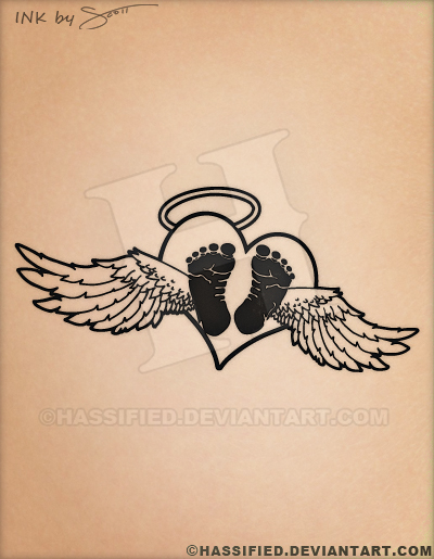 400x515 Baby Angel, Heart And Wings Tattoo By Hassified