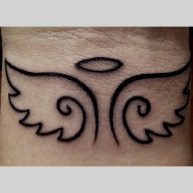640x640 Small Angel Wings Outline Tattoo On Wrist Tatoos