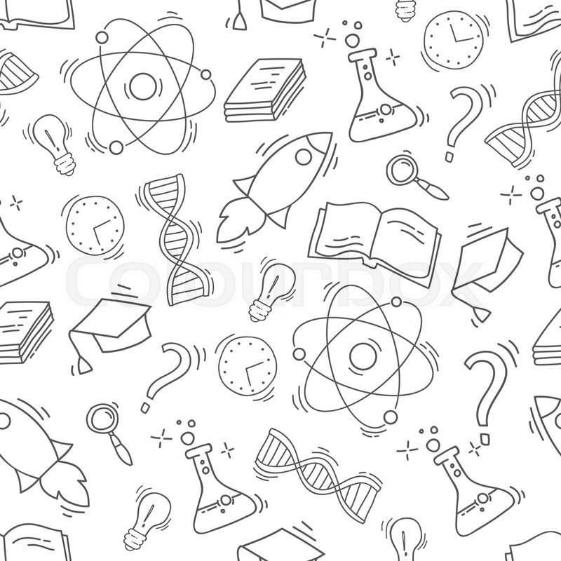 800x800 Hand Drawn Science Seamless Pattern. Chemistry Sketch Background