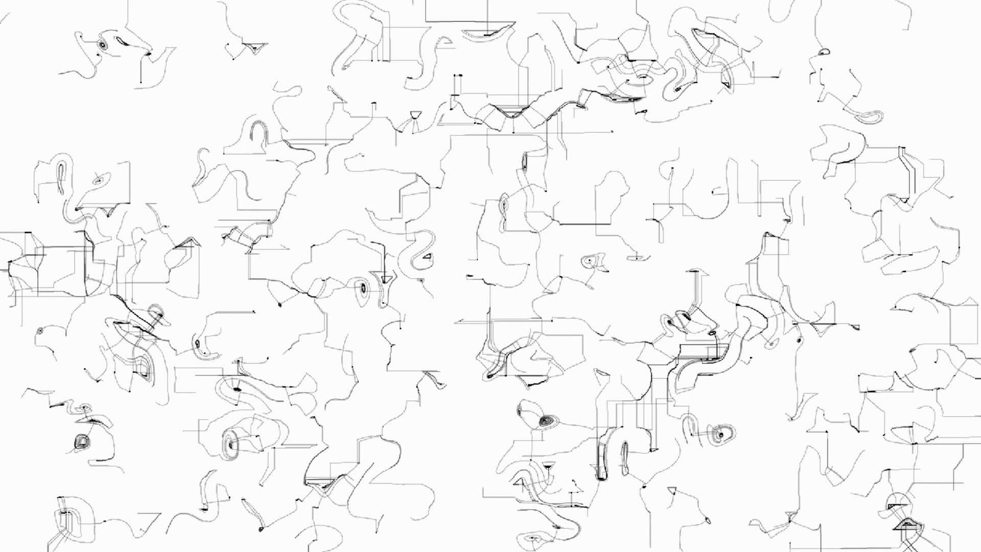1920x1080 Hand Drawn Black Doodles On White Paper. Abstract Animated
