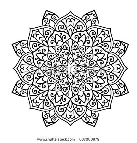 450x470 Mandala. Ethnic Decorative Element. Hand Drawn Backdrop. Islam